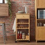 vidaXL Chariot de Cuisine avec Roues Naturel 37 x 36 x 80 cm Bambou
