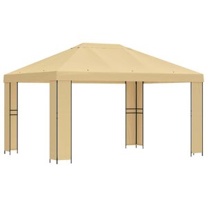 vidaXL Pavillon 4 × 3 m Crème Polyester et Acier 190 gsm