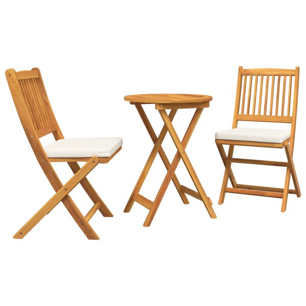 Ensemble bistro de jardin 3 pièces en bois d'acacia massif