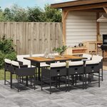 vidaXL Ensemble à manger de jardin 11 Pièces coussins noir résine tressée