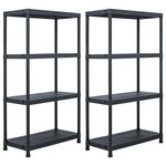vidaXL Étagères de rangement 2 Pièces Noir 60x30x138 cm Plastique