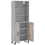 vidaXL Buffet haut Gris béton 69 5x34x180 cm Bois d'ingénierie