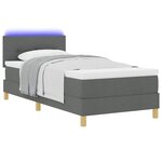 vidaXL Lit à ressort LED avec matelas Gris foncé 80 x 200 cm tissu