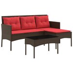 vidaXL Ensemble de canapé de jardin 2 Pièces Marron et rouge polyrotin