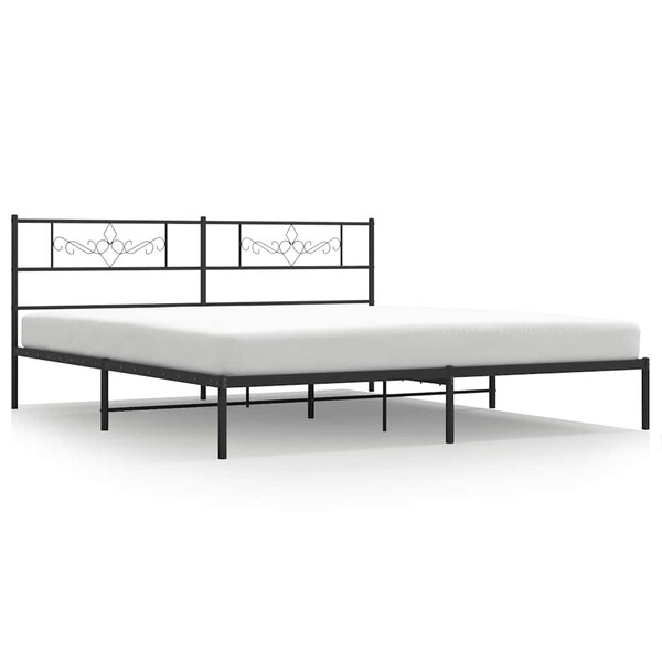vidaXL Cadre de lit métal sans matelas avec tête de lit noir 183x213cm