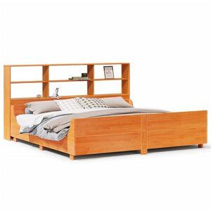 vidaXL Lit bibliothèque sans matelas cire marron 180x200cm bois massif