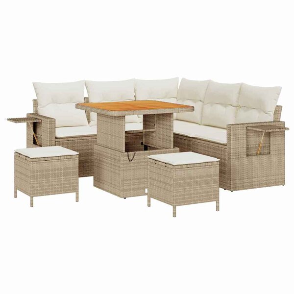 vidaXL Ensemble de canapé de jardin 8 Pièces Beige polyrotin