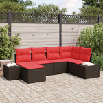 vidaXL Ensemble de canapé de jardin avec coussin 6 Pièces Marron et rouge