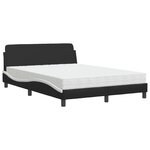 vidaXL Lit avec matelas Dover noir et blanc 140x200 cm similicuir