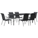 vidaXL Ensemble à manger de jardin 7 Pièces noir textilène et acier