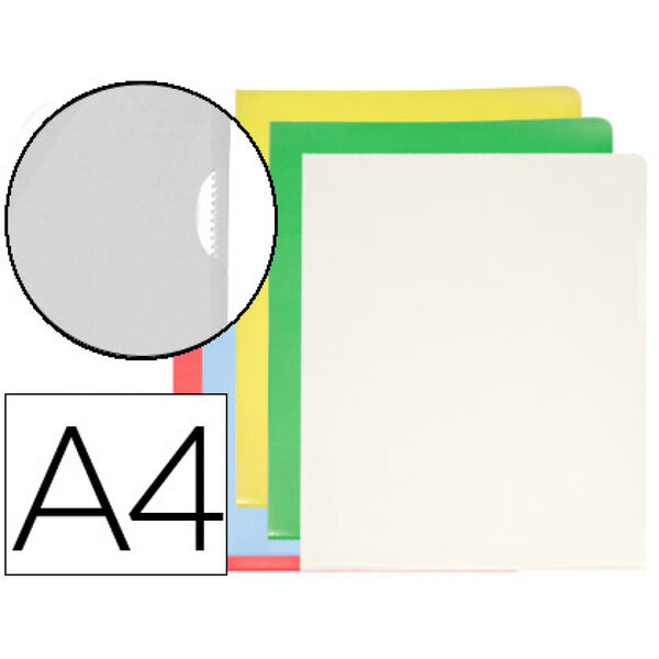 Pochette coin q-connect polypropylène grainé économique 12/100e coloris assortis transparent boîte 100 unités