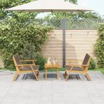vidaXL Chaises de jardin avec table 3 Pièces Gris Bois Acacia Massif