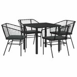 vidaXL Ensemble de salle à manger pour jardin 5 Pièces Noir polyrotin