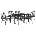 vidaXL Ensemble de salle à manger de jardin 7 pièces avec coussins  rotin poly noir
