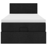 vidaXL Lit ottoman avec matelas noir 90x200 cm tissu