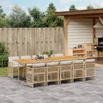 vidaXL Ensemble à manger de jardin et coussins 11 Pièces beige poly rotin