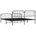 vidaXL Cadre de lit métal avec tête de lit/pied de lit noir 193x203 cm