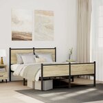 vidaXL Cadre de lit en métal sans matelas chêne sonoma 140x190 cm