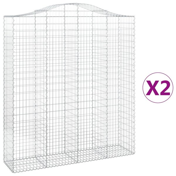 vidaXL Paniers à gabions arqués 2 Pièces 200x50x220/240 cm Fer galvanisé