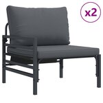 vidaXL Ensemble de canapé de jardin avec coussin 6 Pièces Noir Acier