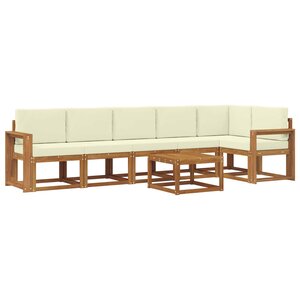 vidaXL Ensemble de canapés d'extérieur 7 pc Naturel et Crème