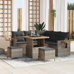 vidaXL Ensemble de canapé de jardin 8 pièces avec coussins gris en poly rattan acacia