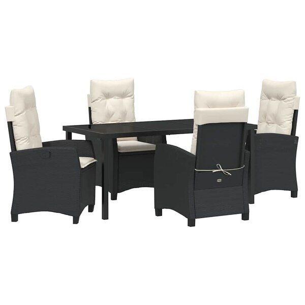 vidaXL Ensemble de jardin de 5 pièces avec coussins - Rattan synthétique noir