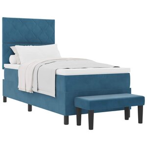 vidaXL Lit à ressorts avec tête de lit Bleu foncé 190 x 90 cm Velours