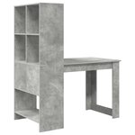vidaXL Bureau avec étagère avec stockage Gris béton 122 x 67 x 145 cm