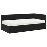 vidaXL Cadre de lit d'angle avec matelas Noir 100 x 200 cm Velours