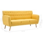 vidaXL Canapé à 3 places revêtement en tissu 172x70x82 cm jaune