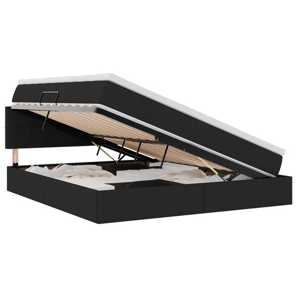 vidaXL Lit avec rangement et LED avec matelas Noir 160 x 200 cm tissu