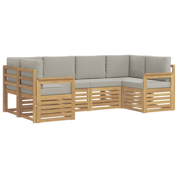 vidaXL Ensemble de canapés d'extérieur 5 pc Blanc et gris clair