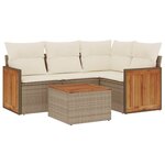 vidaXL Salon de jardin avec coussins 5 Pièces beige résine tressée