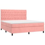 vidaXL Sommier à lattes de lit avec matelas Rose 180x200 cm Velours