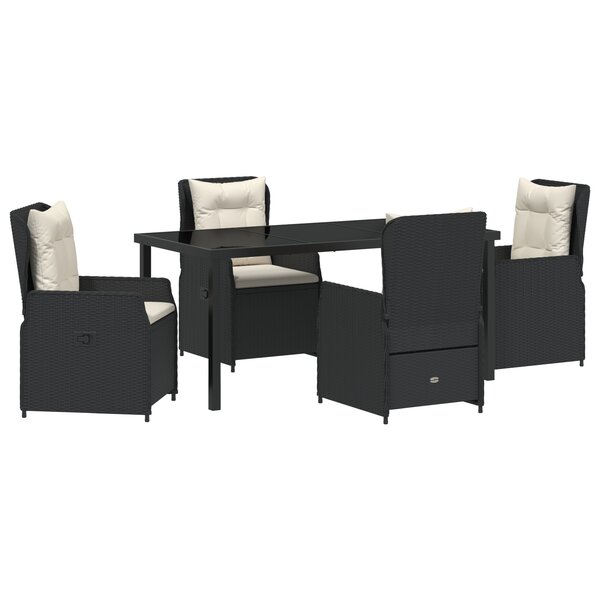 Ensemble de salle à manger de jardin 5 pièces vidaXL Noir Poly Rotin