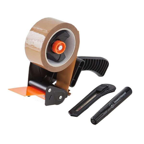 Pack and Move - Kit Complet Emballage et Déménagement - Ruban Adhésif Offert - Dévidoir  Ruban adhésif  Cutter  Marqueur