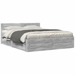vidaXL Cadre de lit et tête de lit sans matelas sonoma gris 160x200 cm