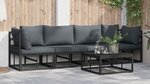 vidaXL Ensemble de canapé de jardin avec coussin 5 Pièces Noir Aluminium