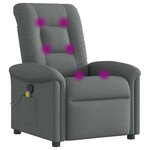 vidaXL Fauteuil inclinable de massage en tissu gris foncé