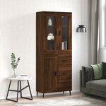 vidaXL Buffet haut Chêne marron 69 5x34x180 cm Bois d'ingénierie