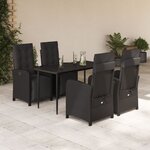 vidaXL Ensemble à manger de jardin coussins 5Pièces Noir Résine tressée