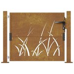 vidaXL Portail de jardin 105x80 cm acier corten conception d'herbe