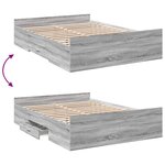 vidaXL Cadre de lit avec tiroirs sans matelas sonoma gris 135x190 cm