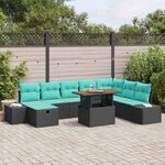 vidaXL Ensemble de canapé de jardin 9 Pièces Noir polyrotin