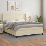vidaXL Sommier à lattes de lit avec matelas Crème 180x200cm Similicuir