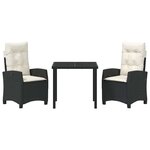vidaXL Ensemble de salle à manger pour jardin 3 Pièces Noir polyrotin