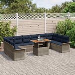 vidaXL Ensemble de canapé de jardin 11 Pièces Gris Poly rotin