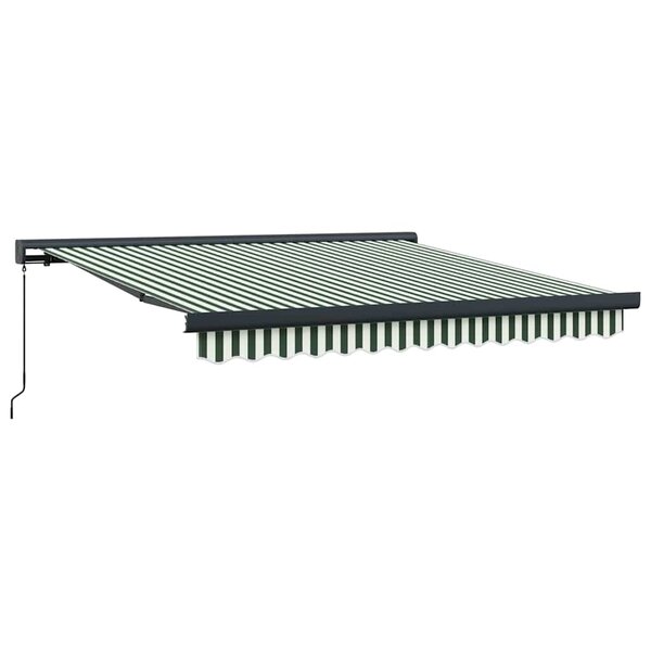 vidaXL Auvent Rétractable Vert et blanc 350 x 250 cm Tissu et Métal