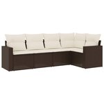 vidaXL Salon de jardin avec coussins 5 Pièces marron résine tressée